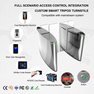 Portillon coulissant automatique avec lecteur de cartes RFID, reconnaissance faciale et anti-collision pour entrée d'usine ou de parc industriel - Product Image 1