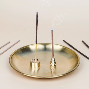 Porte-encens en laiton massif avec plateau de 5,5 pouces, récupérateur de cendres en laiton pour bâtonnets/encens en spirale/cônes, pour le yoga, la <span class=keywords><strong>d</strong></span>écoration de la maison - Product Image 3