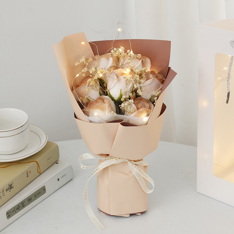 Ciel étoilé + 7 Roses [Cappuccino] Sac cadeau avec lumière
