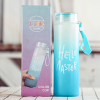 Botella de Agua de Vidrio Esmerilado Creativa de 400ml, Estilo Largo, Colorida, Económica, al Por Mayor, con Caja de Color
