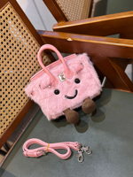 Sacs à main en peluche pour femmes, design personnalisé, vente en gros d'usine OEM, porte-monnaie d'hiver moelleux à visage souriant