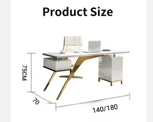 Bureau de direction moderne en marbre avec tiroir, meuble de bureau, bureau à domicile - Product Image 6
