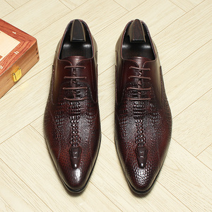 Zapatos de vestir de punto con punta en pico y diseño Oxford con cordones antideslizantes, resistentes al agua y al desgaste para hombre - Product Image 5