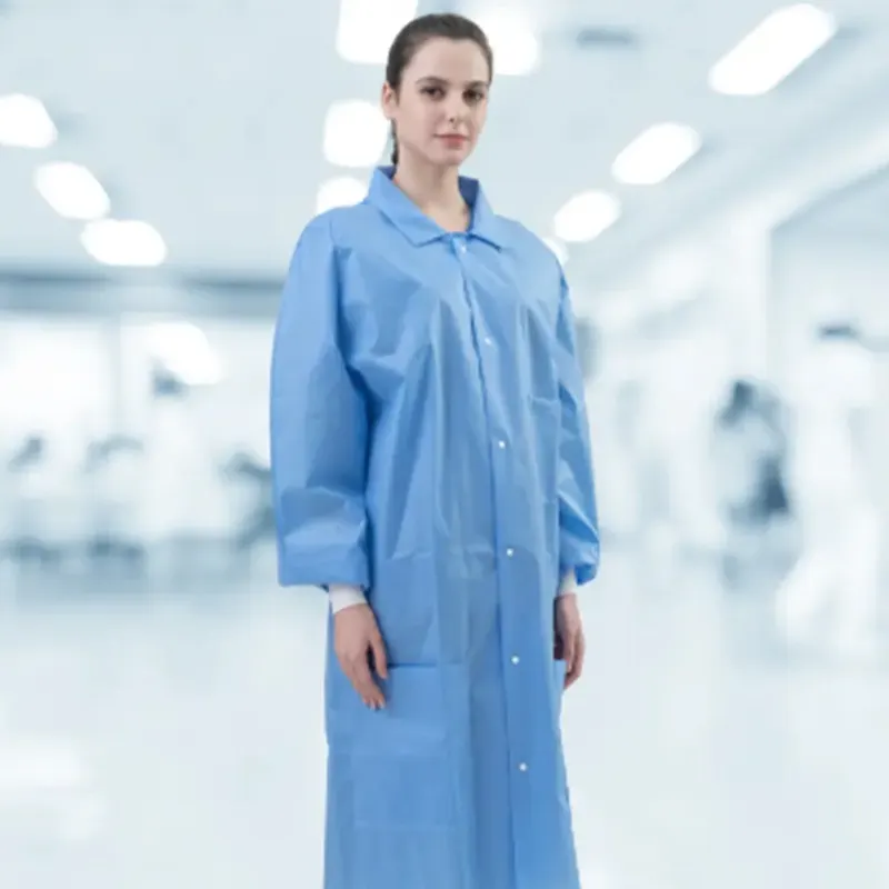 Free Sample waterproof protective workwear resistance chemical safety coverall long sleeve cleanroom lab gown