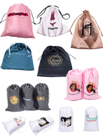 Étiquettes/emballages/étiquettes personnalisées pour extensions de cheveux, emballage personnalisé pour mèches, sac en satin de soie avec cordon de serrage pour extensions de cheveux