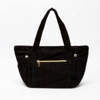Sac fourre-tout en velours côtelé pour femme, grande capacité, fermeture éclair, rangement multi-poches, bandoulière, texture velours côtelé, pour le travail et le quotidien