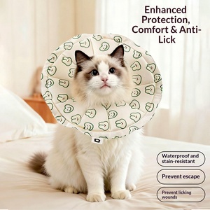 Verstelbare halsband voor huisdieren, kat, hond, anti-likken, anti-bijten, kleine hond, polyester, prinsessenstijl, beer, konijn, print, reinigingshalsband - Product Image 3