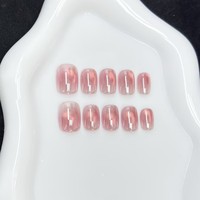 K900 Kaixin – Faux ongles roses translucides en gros, sur mesure, en forme de haricot, finition brillante, fournitures pour ongles roses