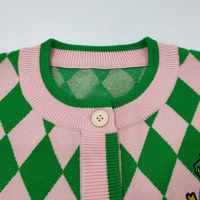 Fournisseur de tricots sur mesure, ensemble de tricots d'hiver 2024 pour femmes, pull en tricot à carreaux, cardigan, jupe