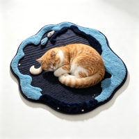 Handgefertigte Getuftete Plüsch-Haustiermatte 84x80cm Rutschfeste Warme Gemütliche Katzen- & Hundebett für Alle Jahreszeiten Innenbereich Große Hunde