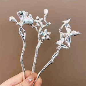 Chinese Hairpin Longo Garfo Clipe Meninas Hanfu Borboleta Gingko Pedra Azul Flor Pinos de Cabelo Chop Sticks Bow Hair Chopstick para Mulheres - Product Image 4