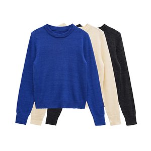 Femmes Vintage-Style 2025 automne nouveau décontracté mode Joker tricoté col rond rétro Chic pull à manches longues - Product Image 1