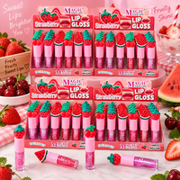 Gloss à lèvres 3D Fruit Cap, Huile à lèvres hydratante teintée Fraise, Boîte de 24 pièces, Vente en gros, Marque privée