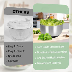 Hot Sale Manual Kitchen Multifunctional Portable Salad Mixer Lettuce Vegetable Fruit Salad Spinner Stainless Steel Dishwasher - Product Image 3