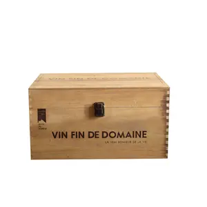 批发定制6瓶木制酒盒独特设计木制6瓶酒盒礼品包装盒带提手