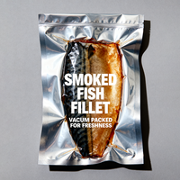 Sacs d'emballage en plastique laminé à chaud imprimés personnalisés, étanches, pochette plate en nylon à 3 joints latéraux pour la viande, le poisson, les crevettes et les aliments congelés