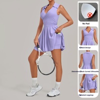 Robe de tennis sans manches avec short intégré, tenue de sport, vêtements de tennis pour femme, robe de tennis facile à porter, short à enfiler