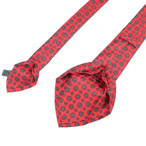 Модный мужской геометрический синий Печатный семь складных шелковый галстук