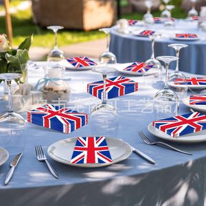 <b>Union</b> <b>Jack</b> Party Tableware Set Paper <b>Plates</b> Cups Napkins Tablecloth 40-60 Pcs Birthday Decoration Venue Setup Props - Product Image 3
