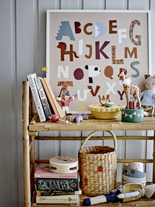 Juego de cestas de almacenamiento de paja tejidas KING HANDCRAFT, estilo bohemio redondo con bordado de fresas y setas para habitación infantil - Product Image 3