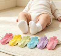 Chaussettes tricotées respirantes pour bébé avec protection antidérapante adhésive pour les oreilles, en mélange de coton fin, idéales pour la marche