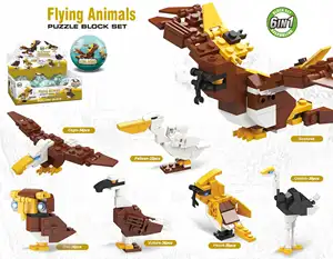 6 en 1 oeuf Capsule Animal plastique créatif Mini animaux ensemble blocs de construction jouets pour enfants