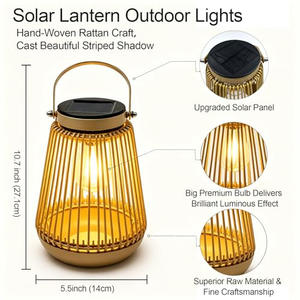Creative Iron Metal <b>Solar</b> <b>Lantern</b> Outdoor Waterproof Detachable Patio Table Decoration Light for <b>Garden</b> Pavilion - Product Image 2