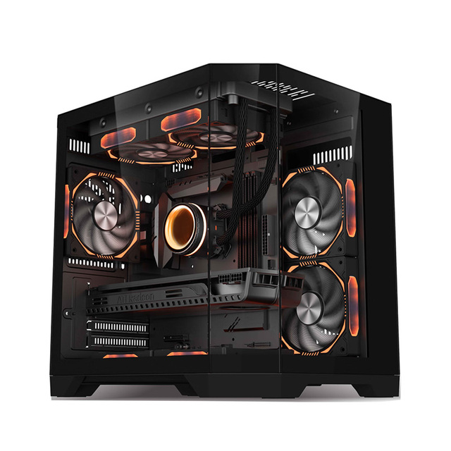 Lovingcool Popular Design Tempered Glass RGB Cooling Fan Gaming Case M-ATX Mid Tower Gabinete PC Case Support 240 Liquid Cooler
