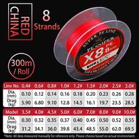 Ligne de pêche tressée en PE 8 brins 300m 0.4 # -10.0 #   Lances de pêche multicolores haute résistance pour la pêche en rivière, lac et ruisseau