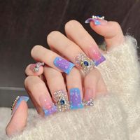 Faux ongles à presser faits main en ABS, 10 pièces, couleurs éclatantes, motif floral et canard, pour doigts, couleurs tendance