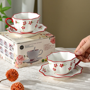 Floral Ceramic Coffee Cup And Saucer Set Luxury Elegant Afternoon Tea Cup High-end Gift For Women - Product Image 6
