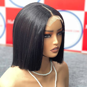 PRECIO AL POR MAYOR: Peluca recta de hueso, cabello de 10 pulgadas, encaje transparente, cierre 2x4, Parte media para mujeres negras - Product Image 1