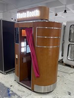 Cabina de Fotos Retro Americana, Estilo Vintage, Todo en Uno, con Marco de Madera, para R100 SLR, Pantalla Táctil, Wi-Fi, Impresión Instantánea