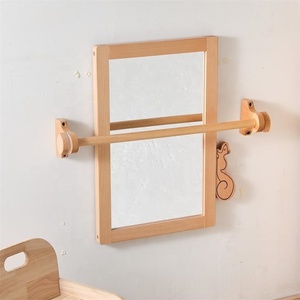 Cadre en bois <span class=keywords><strong>Montessori</strong></span> pour bébé, miroir de sécurité non éclatant avec barre de traction, meubles de classe pour enfants pour l'école à <span class=keywords><strong>la</strong></span> <span class=keywords><strong>maison</strong></span> ou <span class=keywords><strong>la</strong></span> maternelle - Product Image 3