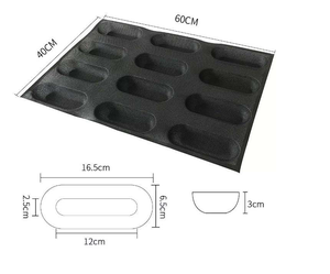 Bandejas de silicona antiadherentes para panadería 60x40cm Incluye 12 piezas Moldes para perros calientes de 6,5 pulgadas Herramientas para pasteles - Product Image 1