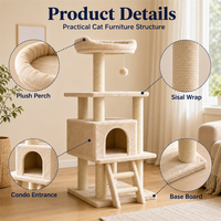 Arbre à chat multi-niveaux avec poteaux à gratter, perchoirs et espaces de repos pour grimper, se reposer et jouer en intérieur quotidiennement