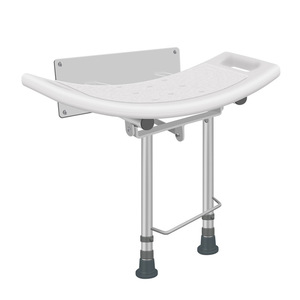 Chaise de douche pliante murale Science, blanche, réglable en hauteur sur 7 niveaux, pieds en aluminium, pour personnes âgées et femmes enceintes - Product Image 5