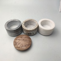 Tazón de sal y pimienta de mármol de combinación gratuita de la mejor calidad, tapa de madera, grabado personalizado, el logotipo