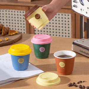 Portable Coffee to Go Mug <b>Reusable</b> Mini Tumbler <b>Cups</b> Ceramic Travel Mug with Lid - Product Image 1