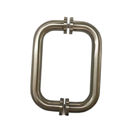 Poignée de porte en verre sans cadre avec finition nickel brossé SS304 pour hôtel, poignée de porte de douche de 6 pouces