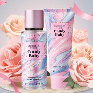 Wholesale Perfume Lotion 2pcs set Women's Pink ANGEL Body Mist Long Lasting Deodorant Body Spray And Lotion Gift Set