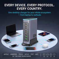 Chargeur GaN 660W, station de charge USB C de bureau à 8 ports, 6 USB-C PD 100W + 2 USB-A QC 30W pour ordinateur portable MacBook, homologué UL