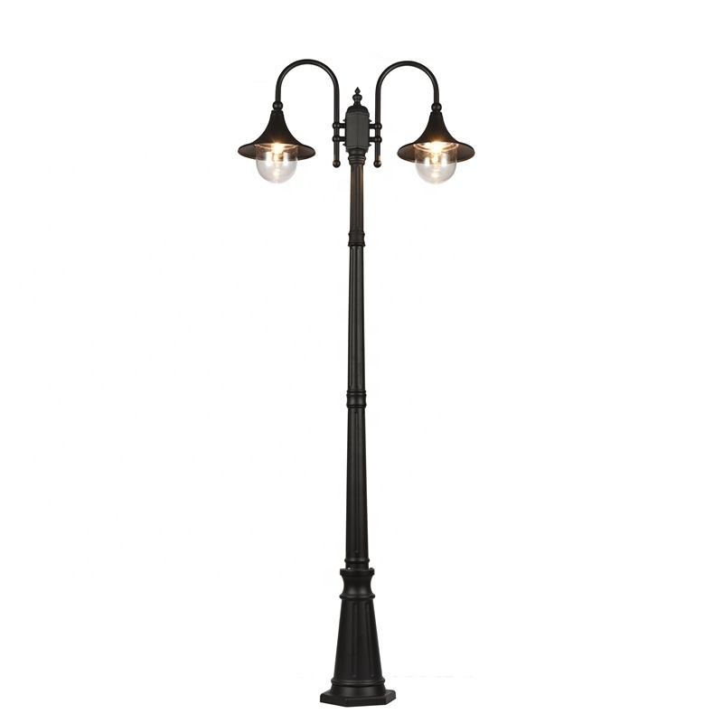 Garden Light with LED Warm White Black Aluminum Yard Pole IP65 Electric Power Supply PC Lampshade