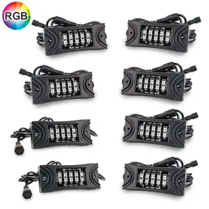 OVOVS 180 Wide Angle RGB LED Rock Lights Kit 8 Pod Remote Control Rock Lamp for Truck ATV UTV RZR SUV Car Light Accessories