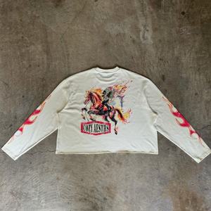 เสื้อยืดคอตตอนทรงหลวมแบบดรอปโชลเดอร์ สไตล์สตรีทแวร์ พิมพ์ลายสกรีน/พิมพ์ลาย DTG ทรงบ็อกซี่ แขนยาว สำหรับผู้ชาย - Product Image 1