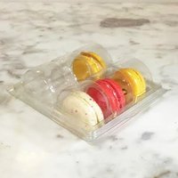 Emballage de boîte Macaron personnalisé, sac Transparent jetable en PVC, sachets alimentaires en PET, plastique Transparent OEM, vente en gros, 6 paquets