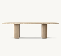 Table de salle à manger rectangulaire en pierre de Mulholland Sassanid OEM design contemporain en chêne américain marbre emperador espagnol fabriqué à la main