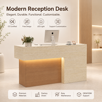 Comptoir de réception minimaliste moderne sur mesure pour bureau ou salon avec éclairage LED et armoire de rangement