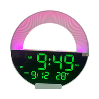 Réveil numérique électronique moderne de bureau/table avec fonction snooze, calendrier DST, affichage de la température, 12 lumières colorées, veilleuse