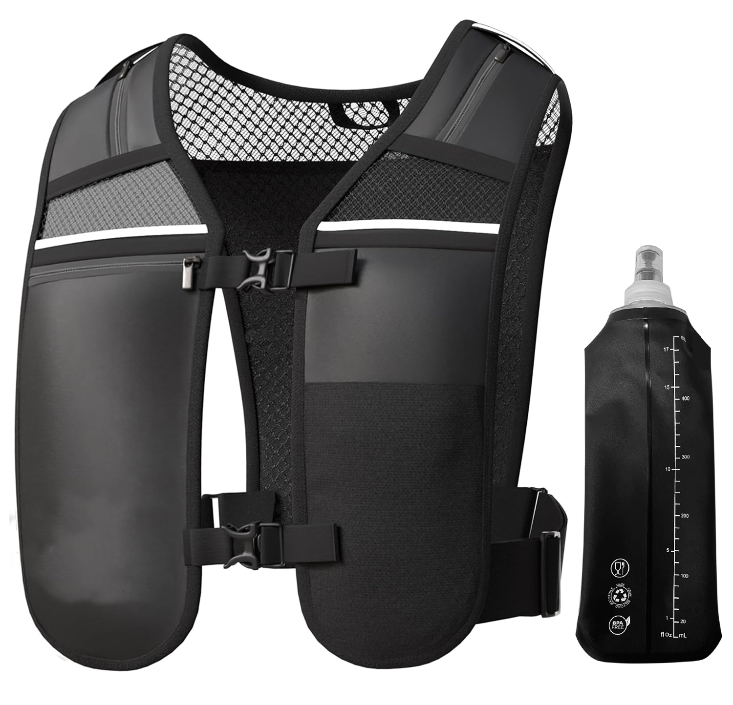 Neoprene Outdoor Sports Breathable Vest with Logo Lightweight Front Zipper Reflective Running Phone Holder Vest